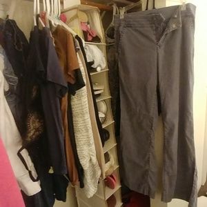 Grey NWOT Level 99 Linen Flare Trousers
